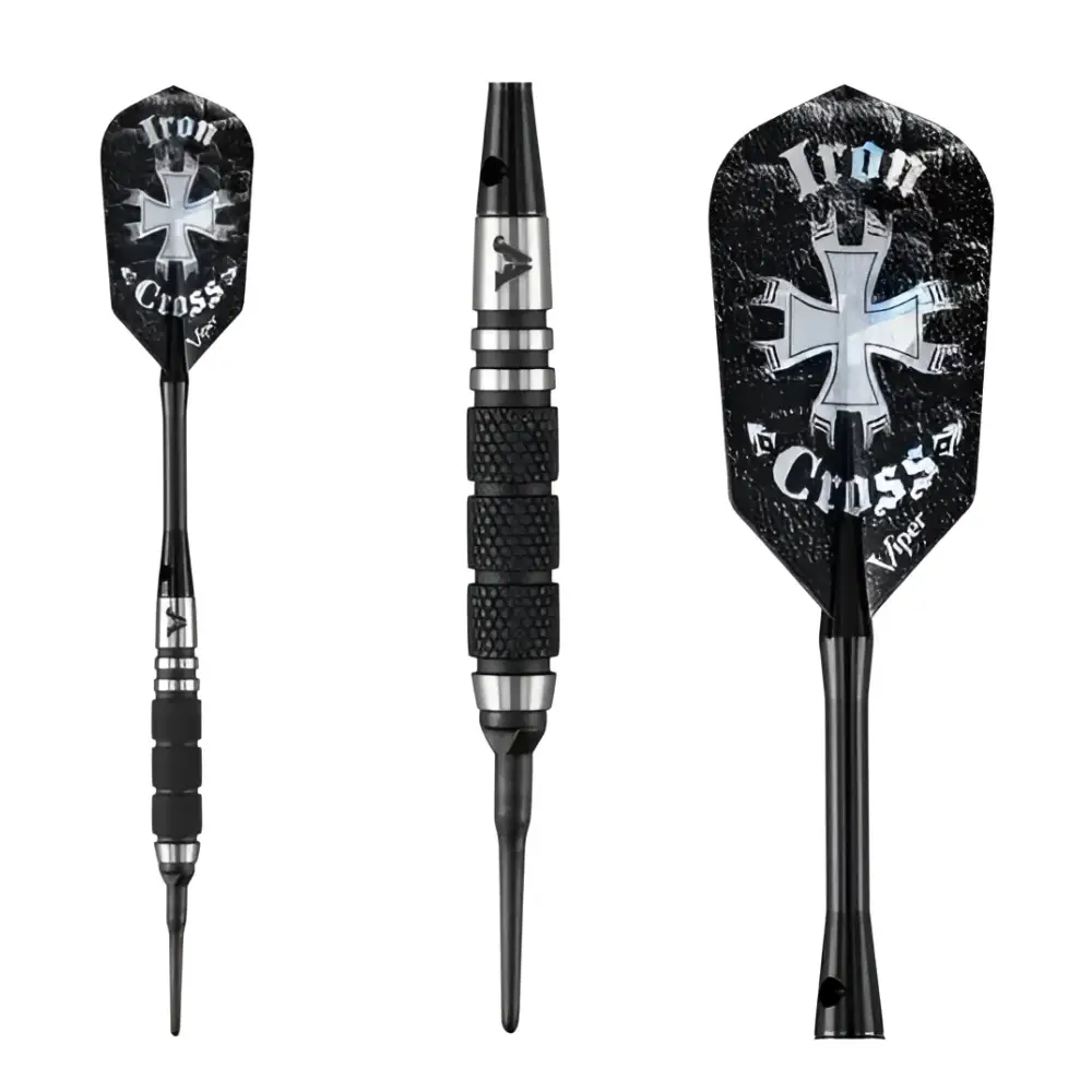 Dart Sets - Viper Desperado 80% Tungsten Iron Cross Soft Tip Darts | 3 Knurled Rings |18 Grams - Soft Tip Darts