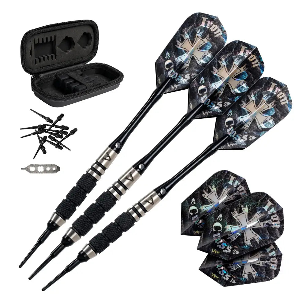 Dart Sets - Viper Desperado 80% Tungsten Iron Cross Soft Tip Darts | 3 Knurled Rings |18 Grams - Soft Tip Darts