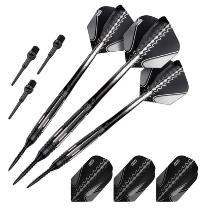 Dart Sets – Viper Black Flux 90% Tungsten | Dual-Format Precision Darts Black | 20 Grams