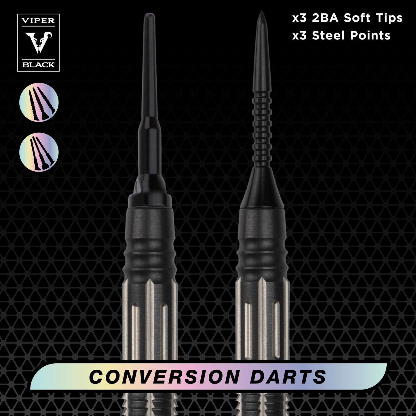 Dart Sets – Viper Black Flux 90% Tungsten | Dual-Format Precision Darts Black | 20 Grams