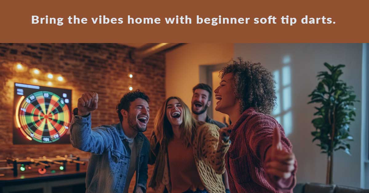 Millennials playing darts at home with beginner dart sets.