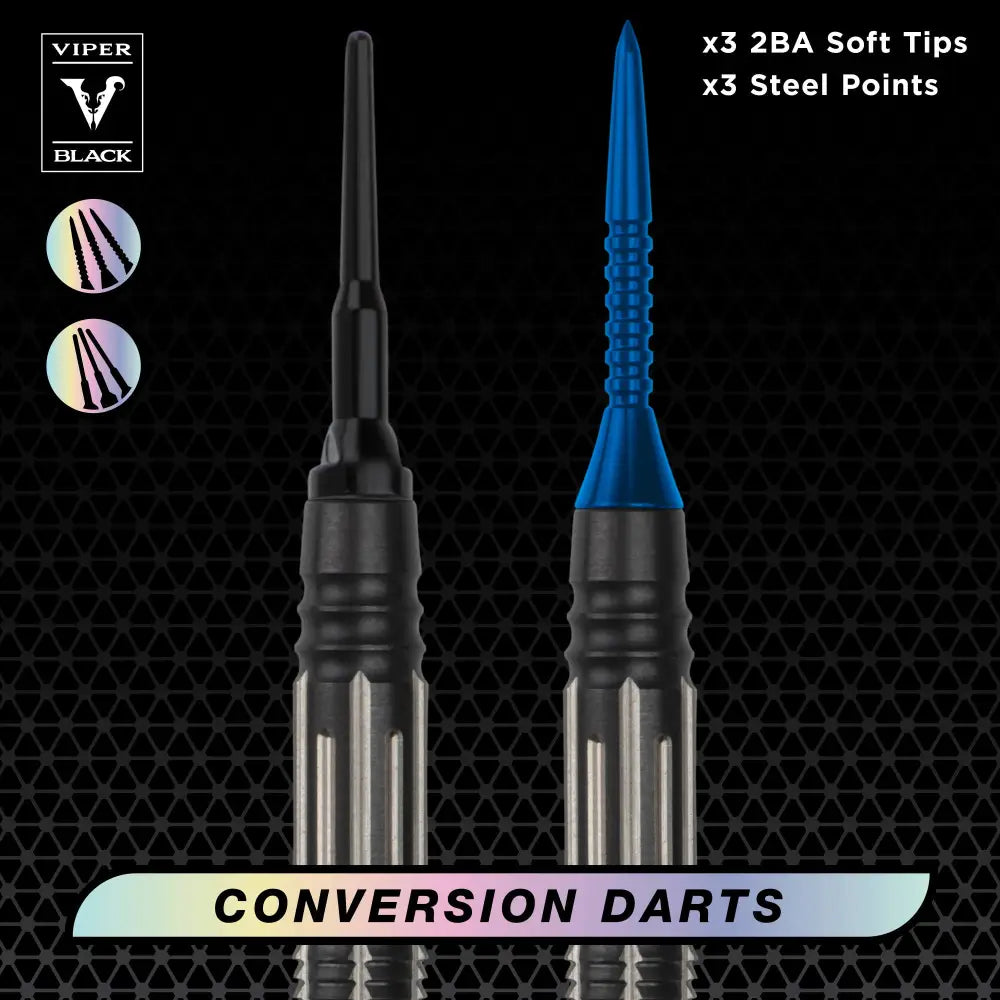 Dart Sets – Viper Black Flux 90% Tungsten | Dual-Format Precision Darts Blue | 20 Grams - Soft Tip Darts