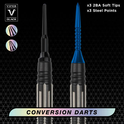 Dart Sets – Viper Black Flux 90% Tungsten | Dual-Format Precision Darts Blue | 20 Grams - Soft Tip Darts