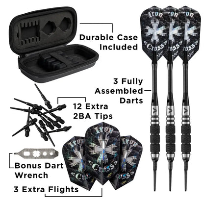 Dart Sets - Viper Desperado 80% Tungsten Iron Cross Soft Tip Darts | 3 Knurled Rings |18 Grams - Soft Tip Darts